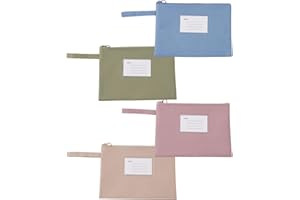 MOPZIJA 4PCS Pochette de Dépôt Billets, ac de Billet en PU avec Fermeture Éclair Fenêtre Carte, Porte-Documents A5 en Cuir Argent Facture Trésorerie, Portefeuille Bancaire pour Chèques Documents