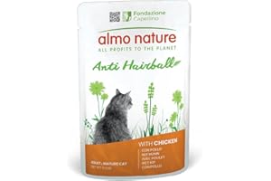 Almo Nature Functional - Anti Hairball - Wet Food for Adult and Mature Cats - with Chicken - Prevents Hairball Formation - 70g (Pack of 30)