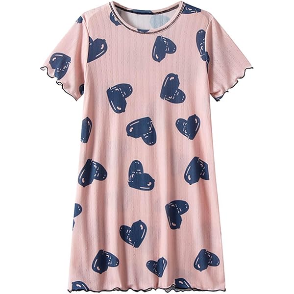 Uacyareni Meisjes Nachtjurk 3-14, Korte Mouwen, Comfortabele Nachtkleding, Nachtshirt, 13-14 jaar