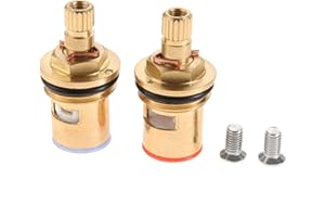 MGOODOO Tap Cartridge Replacement,1/4 Turn Brass Ceramic Tap,43mm Cartridge Tap Valve Replacement Parts Tap Glands 1/2" with Screws for Kitchen Bathroom Faucet Tap 2pcs