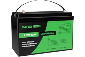 DATOUBOSS 12V 100Ah LiFePO4 Batterie, 1280Wh Lithium Akku mit Verbessertes 100A BMS, Max 15000 Tiefe Zyklen, Unterstützung in Serie/Parallelschaltung, für Wohnmobil, Solarpanel, Marine, Haushalt