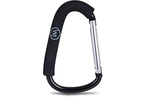 Wicked Chili Mosquetón para Cochecito de Bebe, Gancho para Bolsas de Compra, Cambiador, Hecho de Metal, con Espuma antiarañazos - Engancha Tus Bolsas en el Manillar de la Sillita