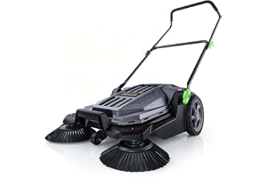 VEVOR 65 cm sopande bredd golvsopare manuell icke-elektrisk 5-liters avfallsbehållare, vinkel och höjd justerbar vikbart handtag för gångväg, gård, garage, uteplats, grå +