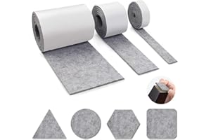 Ciusdkler Furniture Pads Floor Protectors, 3 Rolls Self-Adhesive Chair Leg Floor Protectors Pads, Anti-scratches and Reduce Noise Felt Pads For Furniture Feet - Light Grey