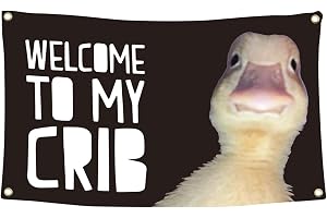 Welcome to My Crib Flag - 90*150cm Duck Funny Tapestry, Humorous Duck Face Background Crib Banner, Duck Meme Hanging Poster