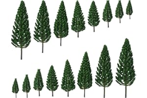 NHQZ 16 Pièces Arbre Miniature (3.5-11 cm), Diorama en Plastique, Train et Maquette Modèle pour Paysages Miniatures et Table de Sable Vert