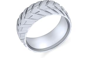 Bling Jewelry Uomo meccanico sport auto racer ampio battistrada banda anello per uomini motociclisti opaco spazzolato tono argento in acciaio inox 8MM