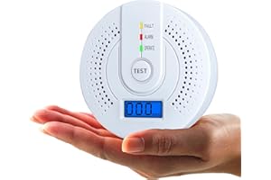 YEZALA Carbon Monoxide Detector CO Alarm Detector with test button and LCD Digital Display, 85dB alarm,EN 50291 CO Alarms Monitor for Home Safety