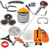 2in1 Benzin Freischneider Rasentrimmer Benzin Motorsense Handrasenmäher Trimmer mit umfangreichen Zubehör