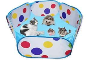LAMXD Small Animal Playpen Cage Tent Portable Foldable Outdoor Indoor Pop Open Pet Exercise Fence Pop-Up Yard Fences Hamster Playpen for Rabbits Hamster Chinchillas Hedgehogs (Blue)