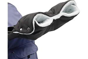 ZALEONLINE Stroller Fleece Hand Muffs Waterproof Anti-freeze Baby Stroller Gloves Extra Thick Warm Winter Pram Pushchair Gloves for Buggy, Bike and Trailer Hand Warmer - Black