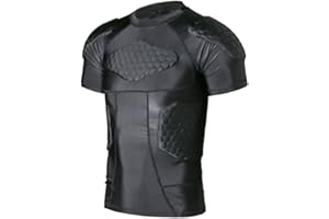 TUOY DGYAO Padded Comprssion T Shirt, Padded Protective Shirt for Rugby Football Paintball Baseball