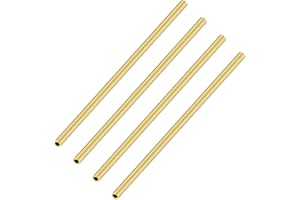 iMeistek Rundrohr aus Messing, 3,5 mm Außendurchmesser x 0,5 mm Wandstärke, 200 mm Länge, nahtloses, gerades Rohr für Heimwerker, Handwerk (4 Stück)