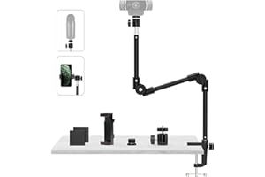 KDD Support Webcam avec Support Téléphone & Vis 5/8” 22" Support Videoprojecteur Flexible, Pied Micro de Bureau Col de Cygne pour Logitech C922 C615 Brio 4K GoPro Hero Blue Yeti Snowball Ice, etc.
