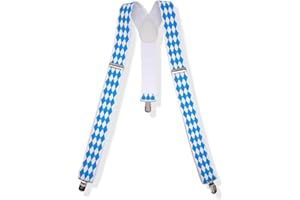 BF Souvenirs Szelki BAVARIA 1 bawarski romb niebieski/biały na Oktoberfest, karnawał i imprezy kostiumowe, Blau / Weiß, jeden rozmiar