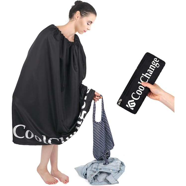 Poncho à Langer De Surf – Poncho à Langer Avec Col Rond Réglable, 1,2 M De Long | Abri D'intimité Pour Vestiaire, Cape Noire Portable, Sorties Instantanées Pour Plage, Voiture, Bateau, Prise
