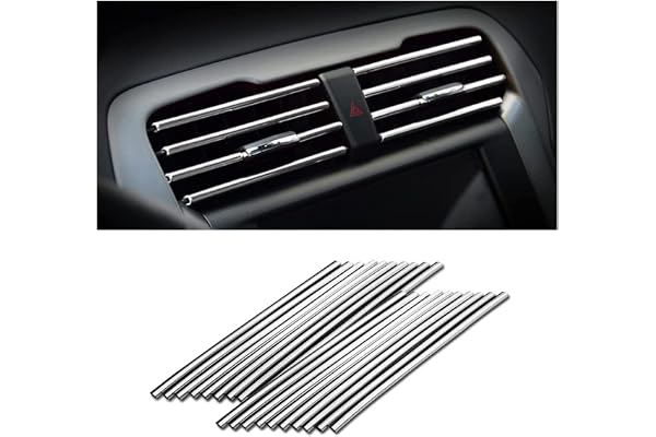 CGEAMDY 20 PCS Bande Décorative pour Climatiseur de Voiture, Accessoires intérieurs de voiture, Multicolore Bande décorative pour la plupart des bouches d'aération (Argent)