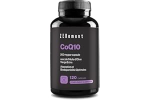 Coenzyme Q10, 200 mg | 100% Pur Fermenté Naturellement, 120 Perles (Approvisionnement pour 4 Mois) avec Huile d'Olive Vierge Extra Espagnole Bio | Haute Puissance, Antioxydant | Zenement