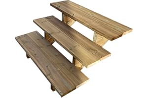 VINUOVO Scala esterna in legno, 2-7 gradini, Rampa per Scale, Kit pronto all'uso, in Legno, per Giardino, Balcone e Terrazzo (3 Gradini SENZA alzate, 100 cm)