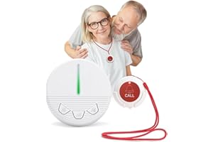 CYSSJF Personal Alarms for Elderly Round Neck | Paitent Alert, Disabled Alarm,Bedside Bell |Emergency Assistance, SOS, Fall Alarm | Waterproof 164-656FT|1 Receiver&1 Emergency Call Button