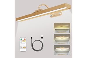 Shulltji Battery Operated Wall Lights, 4000mAh Rechargeable Battery Picture Lights with Timer & Dimmable & 3 Color Temp, Wireless Wall LED Sconces for Dartboard Picture Frame (15.75”, Rose Gold)