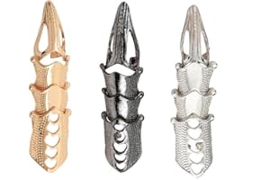 Cubahop Gothic 3 pz Knuckle Ring Punk Armor Articulated Joint Open Ring Claw Finger Rings Flessibile per le donne e gli uomini