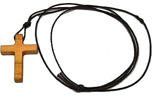GTBITALY 10.805.90 Collana con Croce in Legno di ulivo Ciondolo Pendente Unisex Uomo Donna Comunione cresima Pace Spirito Santo 3,5 cm