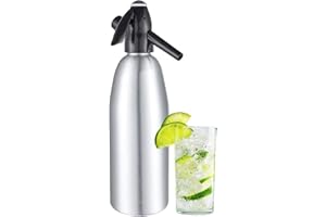 Soda Syphon, 1L Portable Aluminium Sparkling Water Maker for Soda Drinks/Cocktails/Mojitos/Juices (Silver) - AstraLoom