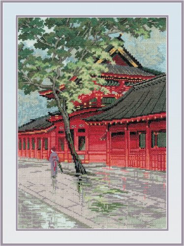 Riolis Kreuzstich-Set, Motiv: rote Pagode