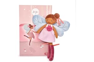 DOUDOU ET COMPAGNIE - Jolijou - Les Fées De La Forêt - Poupée Chiffon Tara 25 cm - Bleu Et Parme - Tissu Doux Avec Ailes Papillon - Jolie Boîte Cadeau Incluse - Idée Cadeau Naissance Filles - JJ6031