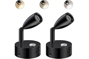 ‎ERWEY ERWEY 2er 12V LED Leselampe Wohnmobil, Stufenlose Helligkeit & 3 Farbtemperatur Modi Bettlampe, Wandlampe mit Ladefunktion USB A+C-Anschlüssen, für Auto Van Wohnwagen Innenbeleuchtung, Schwarz