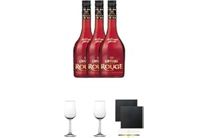 UNBEKANNT Chantrè Cuvee Rouge 3 x 0,7 Liter + 2 Bugatti Nosing Gläser mit Eichstrich 2cl und 4cl + 2 Schiefer Glasuntersetzer eckig ca. 9,5 cm Ø