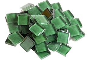 ANKTILY 200g Glass Mosaic Tiles Square Crystal Mosaic Stones Glass Pieces for DIY Art Craft Decoration,1.5x1.5cm(Green)