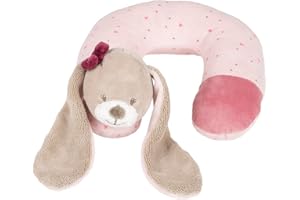 Nattou Coussin de Nuque Lapin Nina, Pour Bébés dès la Naissance, Nina, Jade et Lili, Beige/Rose