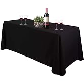 Bea's Party Rectangular Tablecloth for Large Table Polyester Fabric 229 cm x 335 cm, XXL Black for Restaurant, Events, Cateri