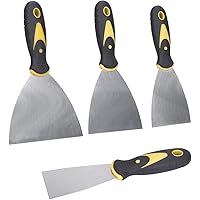 4 Stück Wandfarbenschaber und Spachtel Tapetenschaber Set mit rutschfestem Griff, Verputzwerkzeugen Füllmesserset…