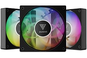 GAMDIAS NOTUS M1-1203 120mm ARGB PWM Fan (3 Pack), Include Reverse Blade x3, Daisy-Chain Connection, Closed-Loop Technology for Steady RPM on Cooler, Low-Noise Operation (Max. 1600RPM @25dBA), Black