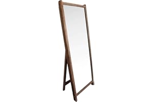 Milani Home s.r.l.s. Specchio Grande da Terra Appoggio su Pavimento Cornice in Legno di Pino Massello Stile Moderno di Design Contemporaneo, Cm 62 X 8 X 165 H