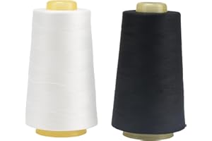 FOGAWA 2 rotoli Rocchetti di filo da cucito 40S/2, 3000 Yards Filato da cucito universale poliestere filo da cucito a mano Filo da cucire per Cucito, Quilting, Patchwork (Bianco+Nero)