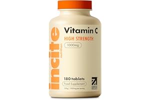 Vitamin C 1000mg | 180 Premium Tablets (6 Month’s Supply) | High Dose Quality Ascorbic Acid | Suitable for Vegetarian & Vegans| Made in The UK by Incite Nutrition®