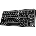 Amkette Optimus BT 4 in 1 Wireless Keyboard/Bluetooth Keyboard, 2.4 GHz & 3X BT 5.0 Connectivity, Compact Keyboard, On/Off Switch, Silent Retro Pop Keys, Shortcut Multimedia Keys - Grey