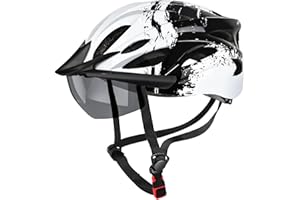 Joellfuner Casco Bici Uomo Donna, Casco MTB con Occhiali Magnetici e Visiera Rimovibile, Cascos Bicicletta Leggeri Traspirante, per Biciclette, Monopattini Elettrici Adulti, Certificato CE, 57-62cm