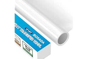 BOSADA Heat Transfer Vinyl 12" x 5ft PU White HTV Vinyl Iron on Vinyl for Cricut and DIY T-Shirt Clothing Hats Pillows Fabric