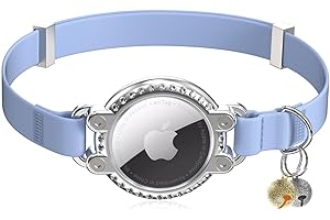 NOZLAID Cat Collar Airtag Safty Elastic Kitten Collar with Apple Air Tag Holder Sparkling Rhinestone Design Cat Collar for Small Large Cats, Kittens