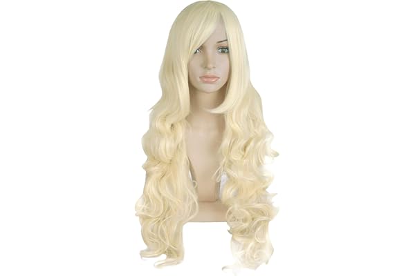 MapofBeauty 80cm/ 32 Pouce Longue Bouclé Femmes Bouclé Perruques (Léger Blond)