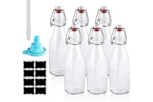 Eidoct Clip Top Preserve Bottles Clear Glass Bottles with Airtight Stoppers Beer Brewing, Wine, Condiments, Beverages, Oil, Vinegar, Kombucha & Water