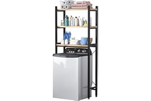 MOYIPIN Waschmaschinenregal，Regal über Waschmaschine, 3-stöckiges Badezimmerregal, platzsparendes, multifunktional, stark belastbar, Hängeregal,schwarz