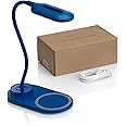 Auraglow LED Flexible Neck Desk Lamp with 3 Colour Modes and 10W Wireless Smart Phone Qi Fast Charger - Blue - 1 Pack