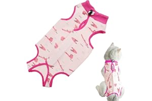 CGLRYBO Cat Wound Surgery Recovery Suit for Abdominal Wounds or Skin Diseases, After Surgery Wear, Pajama Suit, E-Collar Alternative for Cats (S, Fox Pattern)