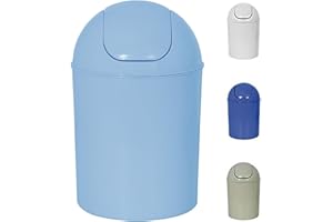 MSV Garbage can with Swing Cover Round in Light Blue, 25 x 25 x 35 cm
